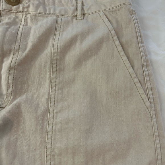 FREE PEOPLE Cream Striped Wide Leg Cropped Utility Pants 10 - Picture 6 of 11